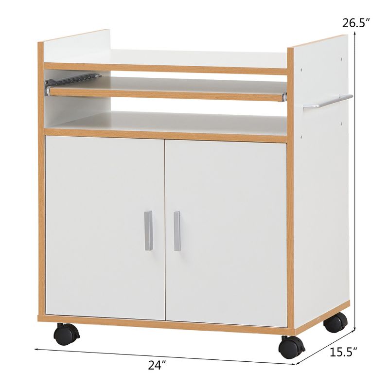 Costway Rolling Kitchen Trolley Microwave Cart Storage Cabinet W/ Removable Shelf White, 2 of 11