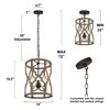 LNC Quaint 3-Light 15.5" Farmhouse Lantern Small Chandelier, Antique Bronze and Distressed White Wood - 3 of 4