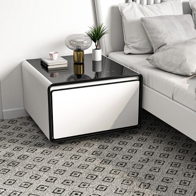 Modern Smart Side Table with Built-in Fridge,Wireless Charging,Temperature Control,USB Ports,and Induction Light – The Pop Home