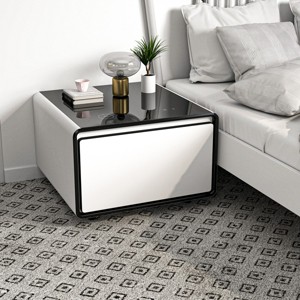 Modern Smart Side Table with Built-in Fridge,Wireless Charging,Temperature Control,USB Ports,and Induction Light – The Pop Home - 1 of 4