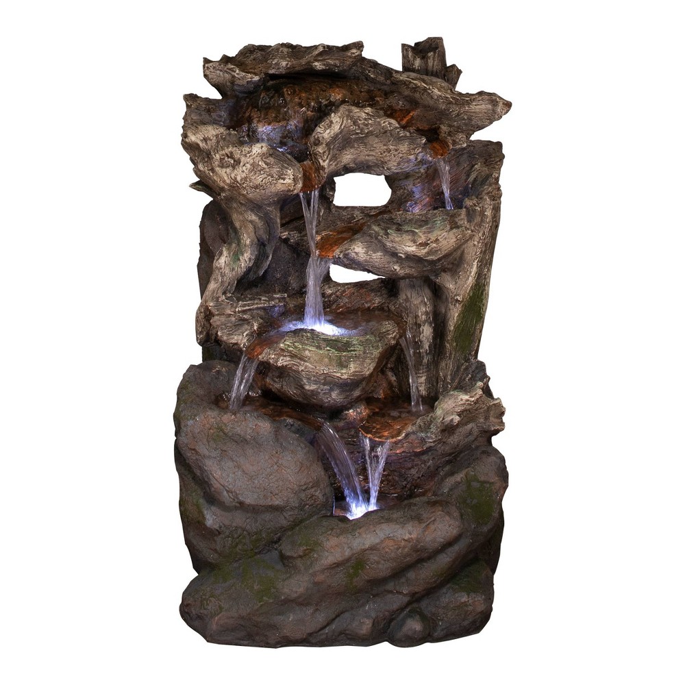 Photos - Fountain Pumps 40" 6-Tiered Rainforest Waterfall Fountain With LED Lights - Brown - Alpin