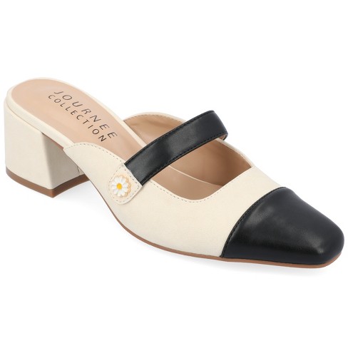 Journee Collection Womens Dalla Slip On Cap Toe Mule Pumps Cream