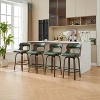 SEYNAR PU Leather 360 Degree Swivel Open Back Bar Stools Wood Legs Set of 4 - 2 of 4