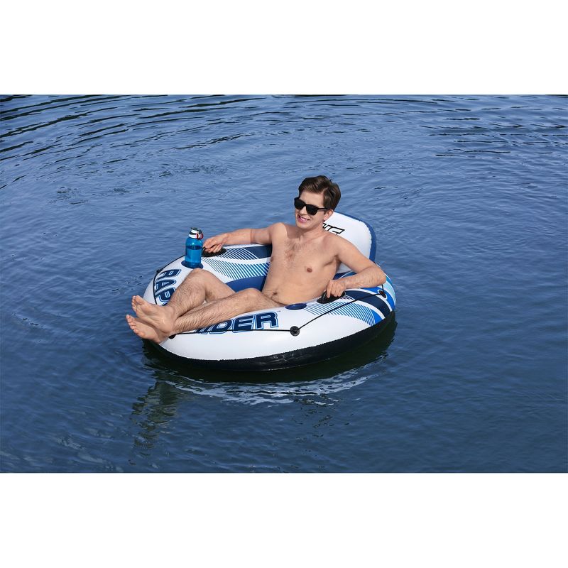 Bestway 43116E Hydro Force Rapid Rider Inflatable River Lake Pool Inner Tube Float with Built In Backrest and Wrap Around Grab Rope, Blue and White, 3 of 8