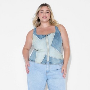 Women's Denim Star Corset Tank Top - Wild Fable™ - 1 of 3