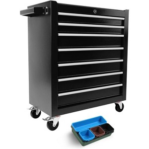 7-Drawer Mobile Tool Chest, Heavy Duty Rolling Tool Box with Wheels, Tool Cabinet Organizer for Garage & Workshop Use, Black - 1 of 4