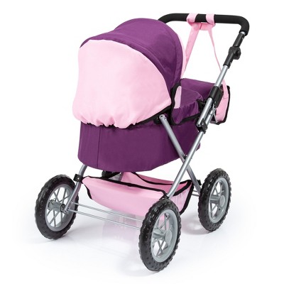 Purple and Pink Adjustable Doll Pram with Shoulder Bag