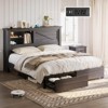 AMERLIFE 47.2" H Bed Frame with Bookcase Headboard, Charging Station, 2 Drawers - 3 of 4