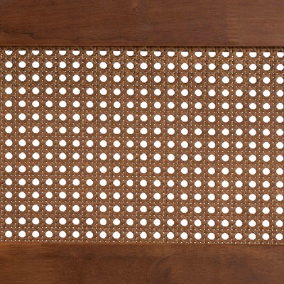 Walnut Wood and Rattan Queen Size Headboard with Woven Design