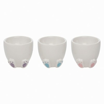 Transpac Ceramic Bunny Egg Holder Set of 3 Easter Home Decorations