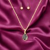 Slickblue Women's Crystal Teardrop Pendant Necklace & Small Ball Earrings, Perfect for Date Night, 16"+2", Color Options - 2 of 3