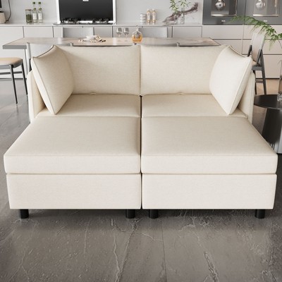 NicBex Couches for Living Room Armless Seat Loveseat Couches Chaise Longue Sofa Fabric Flexible Sofa with Storage for Small Spaces, Living Room
