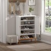 SeaCamel Modern Minimalist Double Door Shoe Cabinet - Adjustable Mesh, High Hollow Base, Robot Vacuum Compatible - 2 of 4
