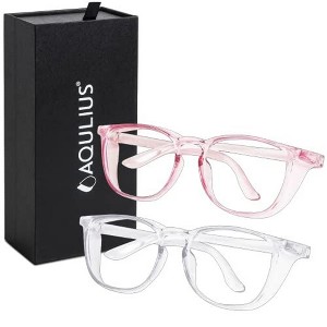 Impresa 2 Pack Stylish Safety Glasses Goggles Scratch Resistant Blue Light Glasses for Women Nurses, Clear/Pink - 1 of 3