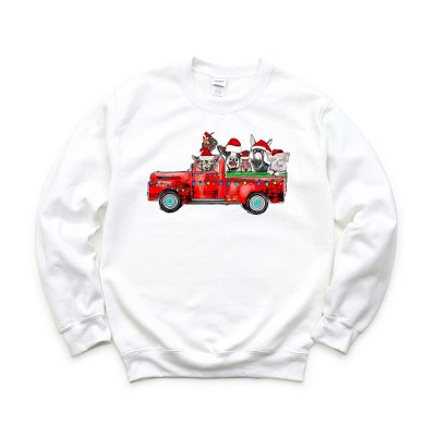 Simply Sage Market Women's Graphic Sweatshirt Farm Animal Christmas Truck