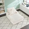 39" Corduroy Spring Upholstered Armchair and Ottoman Set with Cup Holder, Tufted High Back, Two Toss Pillows - 3 of 4