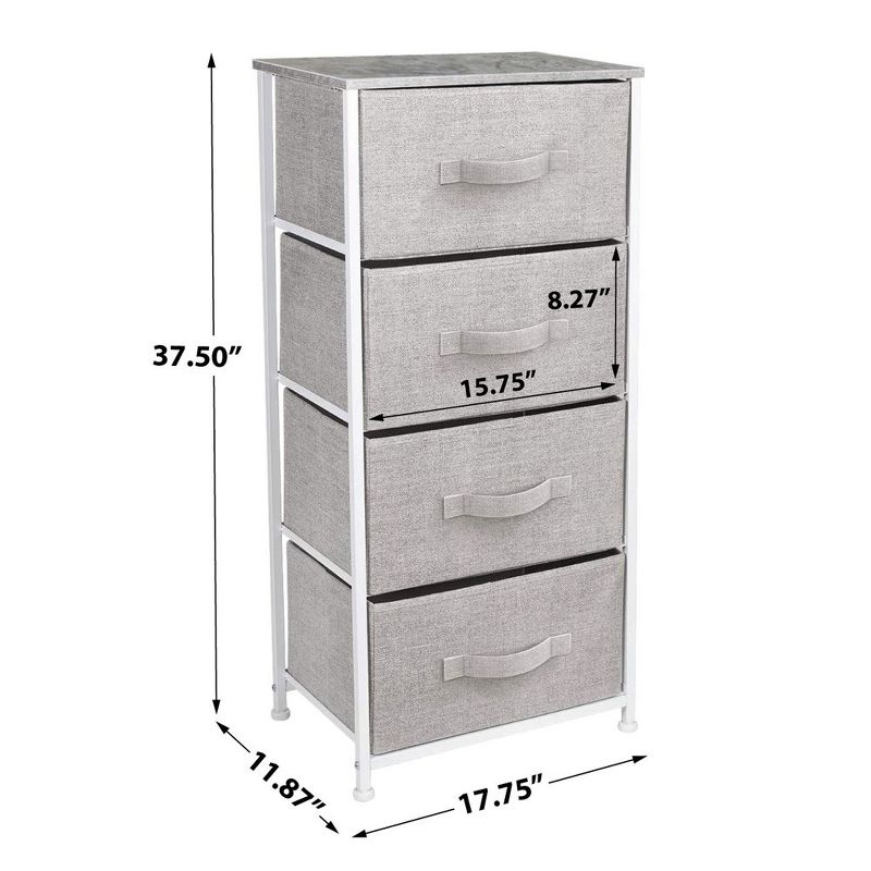 Sorbus 4 Drawers Chest Nightstand - Storage for Closet, Home, College Dorm - Features Steel Frame, Wood Top, & Fabric Bins, 4 of 6