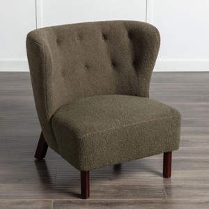 Accent Chair,Upholstered Armless Chair Faux Shearling Wingback Chair with Wood Legs,Modern Reading Chair for Living Room Small Space-Maison Boucle - 1 of 4