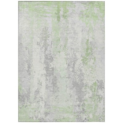 HomeRoots 5' X 8' Artichoke Green And Ivory Abstract Washable Indoor Outdoor Area Rug