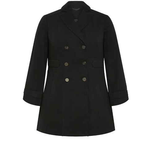 Evans  Women's Plus Size Coat Military - Black - 14w : Target