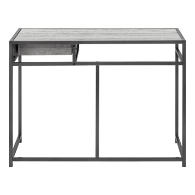 Vynxaria 42" Grey Laminate & Black Metal Computer Desk Modern Home Office Workstation with Storage Drawer