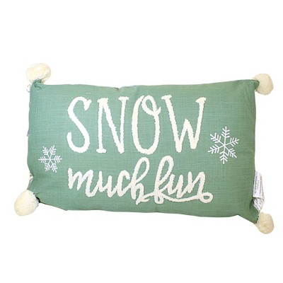 Ganz 4.0 Inch Holiday Christmas Pillow Christmas Pom Pom's  Message Throw Pillows