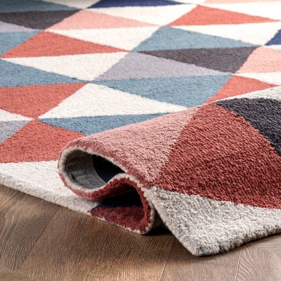 Handmade Multi-Color Wool Abstract Rectangular Area Rug 3' x 5'