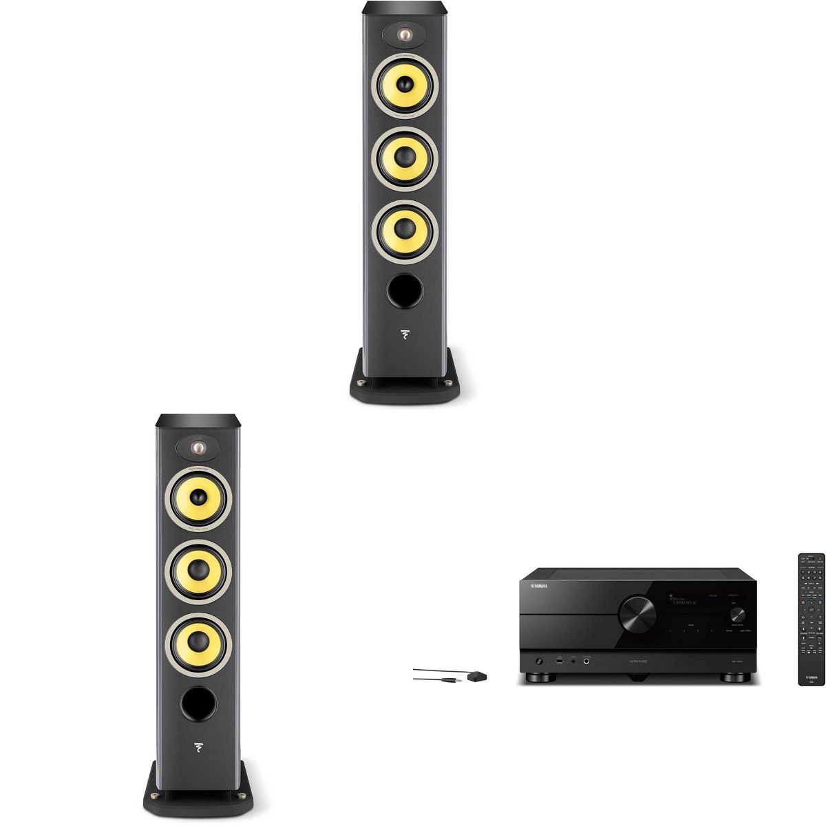 Focal Aria K2 926 Ash Grey (Limited Edition) 3-Way Floorstanding Audiophile Tower Speaker - PAIR,with RX-A8ABL AVENTAGE 11.2-Channel AV Receiver wi...
