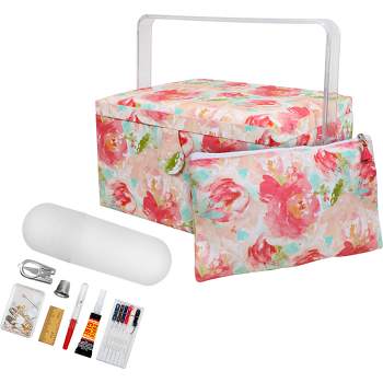 SINGER Small Sewing Basket Multi Bright Dots Print, Sewing Kit Storage and  Organizer, Multicolor