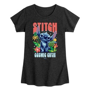 Girls' - Lilo And Stitch - Stitch Cosmic Cutie Fitted Short Sleeve Graphic T-Shirt - 1 of 3