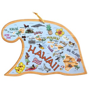 Totally Bamboo Hawaiian Islands Fish Kiss Cutting Board: Lightweight Bamboo, Multicolored, 15"x10", Hand Wash, 1-Year Warranty - 1 of 4