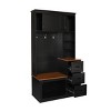 Modern Hall Tree Coat Rack With Shelves And Drawers,Hall Tree Bench With Storage,Hall Tree For Hallway,Entryway,Living Room-Cuddlewood - 3 of 4