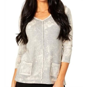 Women's Bleach V-Neck Pocket Tunic - ANGEL - 1 of 2