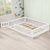 ROOMTEC Floor Bedframe w/Safety Guardrails and Door,Wood Bed with Removed Slats for Kids - 3 of 4