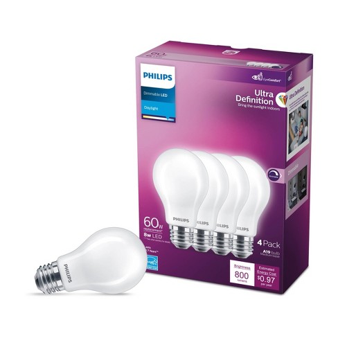 Philips Ultradef Led 60w Frosted Daylight A19 4p : Target