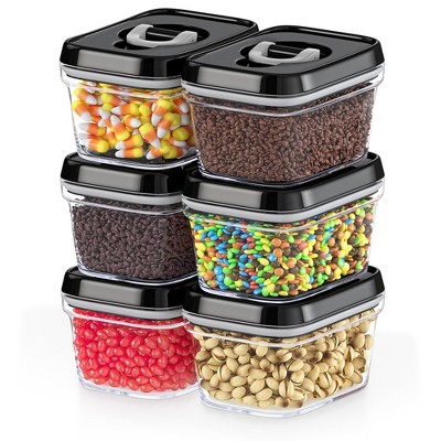 DWËLLZA KITCHEN Black Lids Clear Plastic Airtight BPA-Free Food Storage Containers