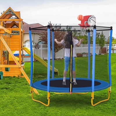 5.5FT Outdoor & Indoor Mini Toddler Trampoline with Enclosur
