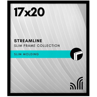Americanflat 17x20 Picture Frame with Polished Plexiglass - Streamline Collection - Thin Border Picture Frame for Wall Display - Black