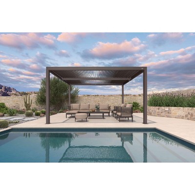 PURPLE LEAF Outdoor Louvered Pergola Sun Shade Outside Canopy with Aluminum Roof for Pool Hot Tub Backyard Garden Pavilion Patio Hardtop Gazebo