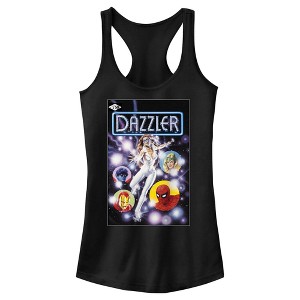 Junior's Marvel Dazzler Superhero Friends Comic Book Cover Racerback Tank Top - 1 of 4