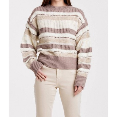 Women's Georgina Drop Shoulder Mixed Fuzzy Stripe Sweater - Another Love