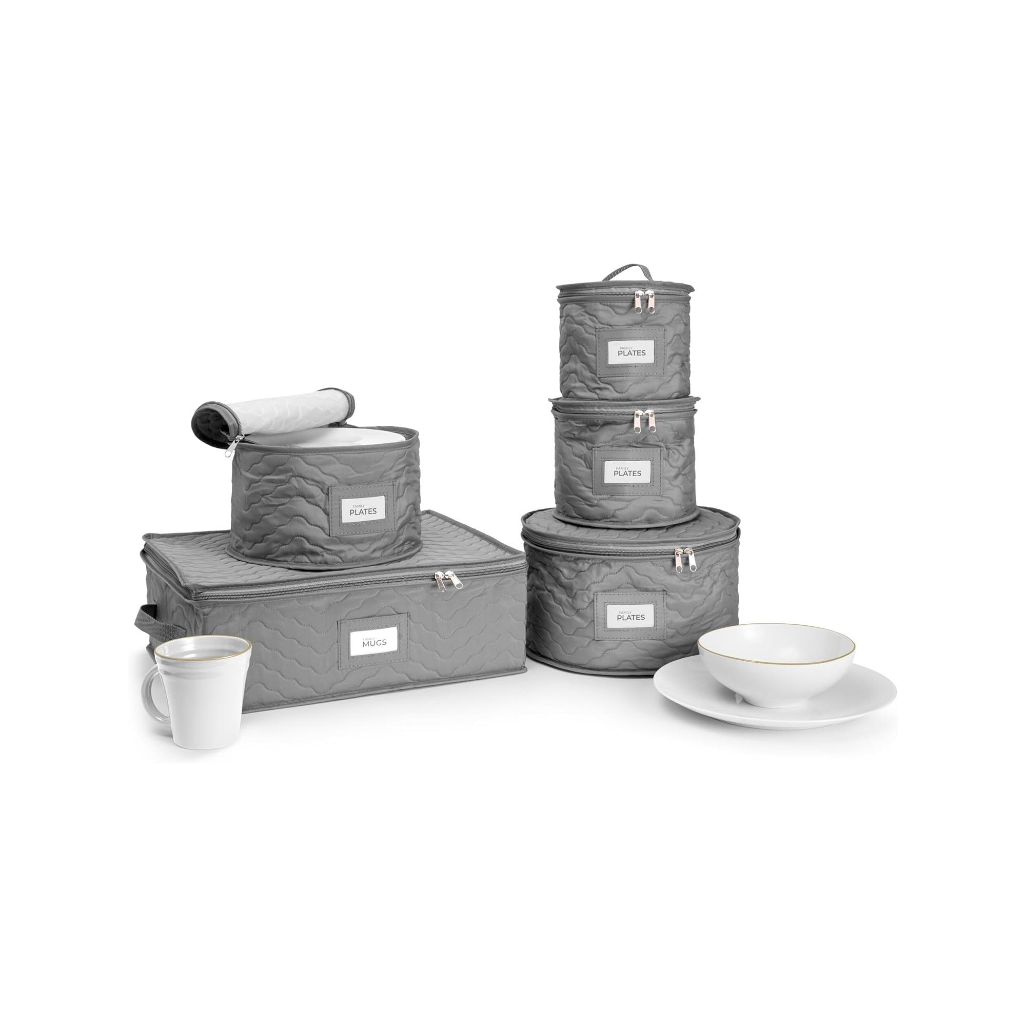 Sorbus 5-Piece Quilted Dinnerware Storage Set