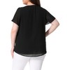 Agnes Orinda Women's Plus Size Chiffon 2-Layered Ruffle Short Sleeve Round Neck Top - 4 of 4