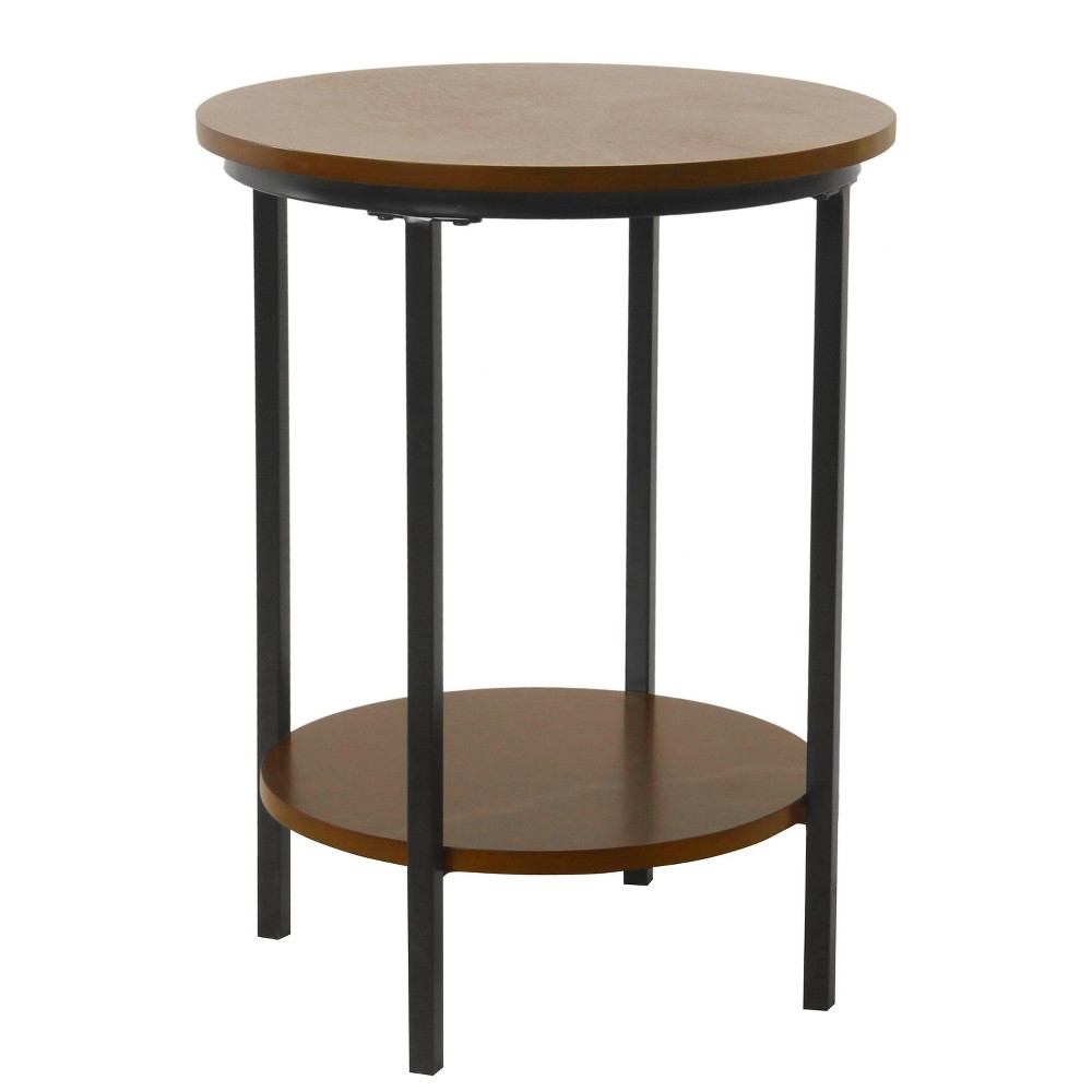 Large Round Wood Accent Table with Shelf Storage Dark Walnut Brown - HomePop was $99.99 now $74.99 (25.0% off)