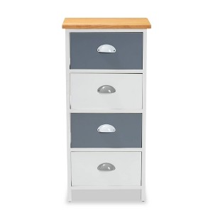 Calra Wood 4 Drawer Storage Unit Oak Brown - Baxton Studio: Slim Design, Metal Accents, No Assembly Required - 1 of 4