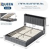 Bed Frame with Lift Up Storage, Upholstered Velvet Bed with Storage Headboard, No Box Spring Needed, Solid Wood Slats - 2 of 4