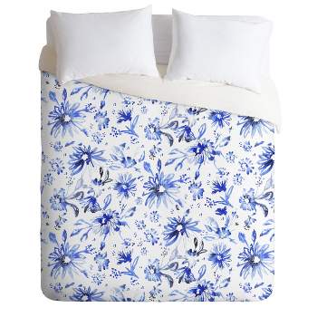Full/Queen Schatzi Brown Lovely Floral Duvet Set Blue - Deny Designs