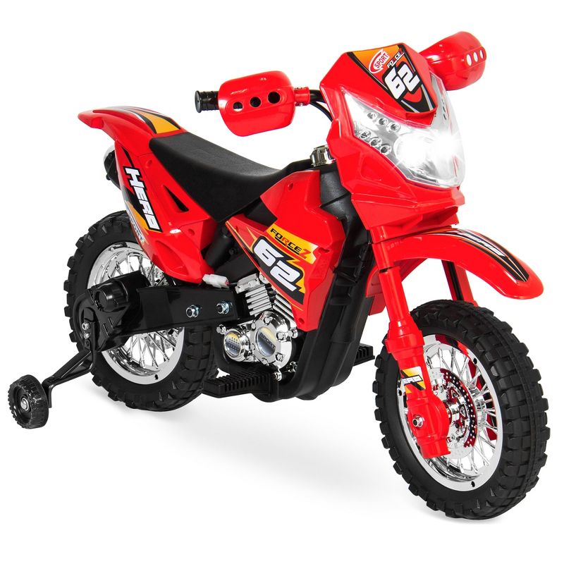Best Choice Products 6V Kids Electric Battery Powered Ride On Motorcycle w/ Training Wheels, Lights, Music, 1 of 9