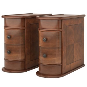 Wood 2-Drawer End Table, Narrow Side Table Slim Nightstand with Storage Bedside Accent Tables, No Assembly Required, Finished Back - 1 of 4
