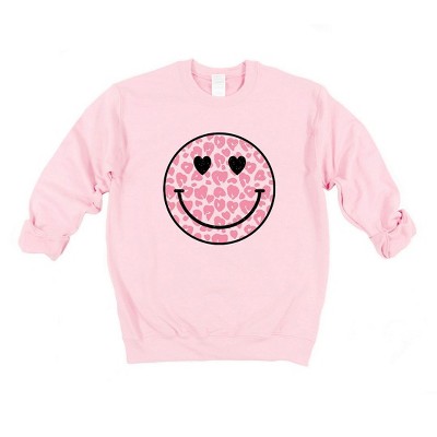 Simply Sage Market Women's Graphic Sweatshirt Leopard Heart Eyes Smiley